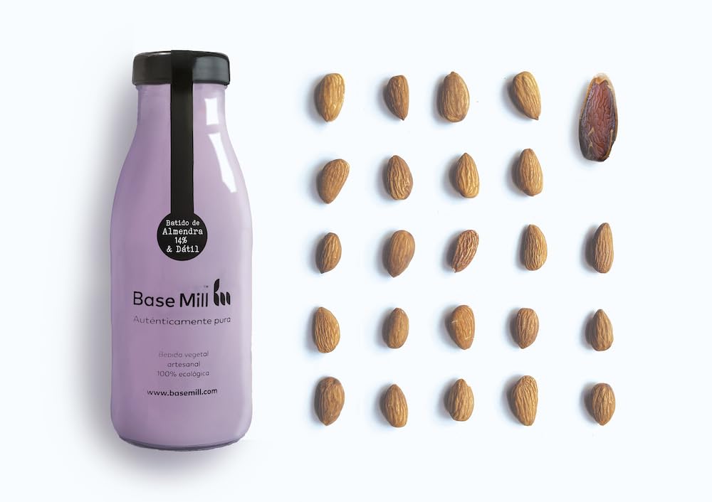 Base Mill Pack de 4 Batido de Almendra 14% Ecológico & Canela (250mL) – 100% Naturel, Végan et Sain, Sans Sucre Ajouté, Sans Gluten, Faible en Graisses Saturées