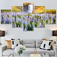 SIGNWIN 5 Panel Canvas Wall Art Modern Art Bohemian Bouquet Colorful Cool Floral Group Multicolor Photography Realism for Home Decorations Ready to Hang - 60