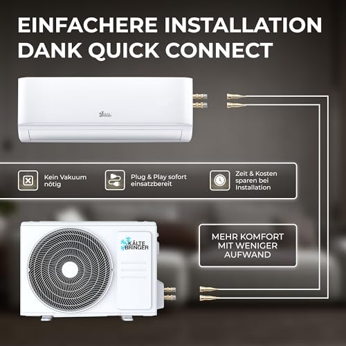 Kältebringer Split Klimaanlage Quick Connect - 12000 BTU (3,5 kW) - Klimagerät mit Heizfunktion, WiFi & App...