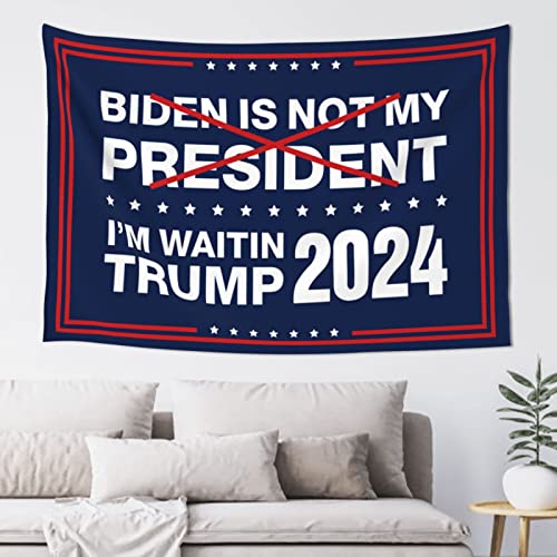 Tapisserie décorative de chambre Biden is Not My President Trump Will Be Back 2024 Tapisserie Trump Décoration d'intérieur pour chambre à coucher ou porte (75 x 100 cm)