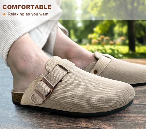 Image of BULLIANT Women Clogs-Fleece-Lined Suede Mules Slippers Nurse Shoes Unisex-Memory Foam Arch Support Cork-Footbed