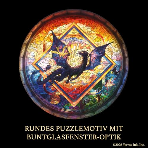 Kosmos 686390 Fourth Wing Puzzle - Dragons, offiziell Lizenziertes, hochwertiges, rundes 500 Teile Puzzle, die Drachen Tairn und Andarna über Navarre, für Fans, als Geschenk für Junge Erwachsene