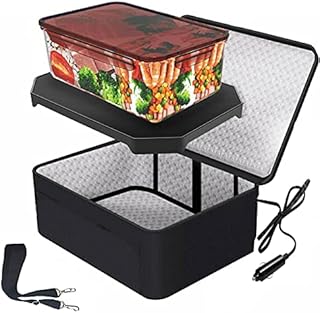Portable Oven 12V Car Food Warmer Large Electric Lunch Box Personal Microwave Reheating & Raw Food Cooking in Car, Truck, Travel, Camping, Office,Work(Black)