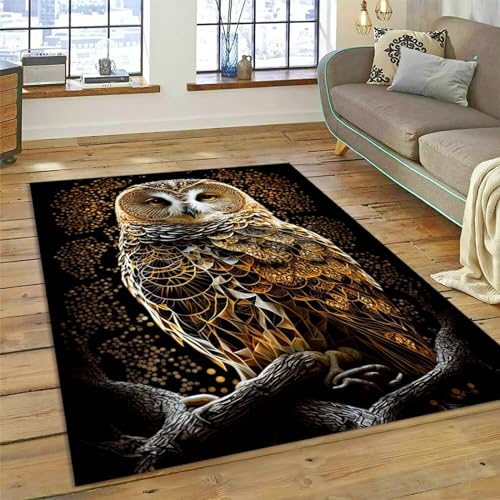 Chouette des Animaux Enfants Tapis De Jeu Lavable Impression 3D Tapis Tapis Salon Moderne Tapis De Sol Imprimé 40 X 60 Cm - Résistant Aux Taches, Polyester,...