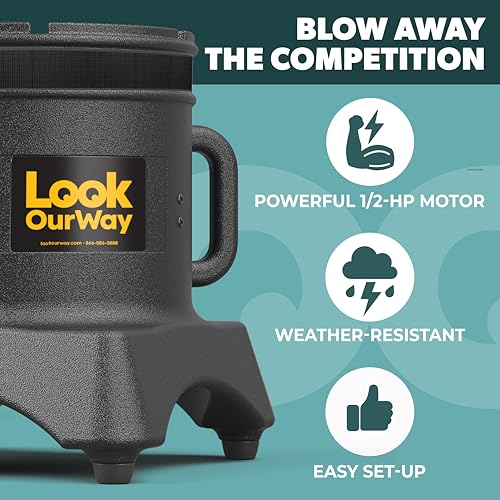 LookOurWay Air Dancers Wacky Waving Inflatable Tube Guy Blower - 1/2 HP Weather-Resistant Air Blower for Inflatable Tube Man - Fits 12 Inch Diameter Sky Dancer Puppet Attachments