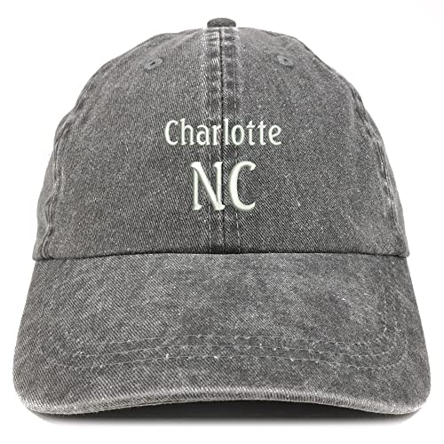 Trendy Apparel Shop Charlotte NC Embroidered Pigment Dyed Washed Baseball Cap - Black