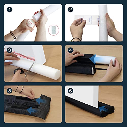MAXTID Door Draft Stopper for Bottom of Doors Noise Blocker Large Door Sweep Under Door Light Blocker Adjustable 34\" Black