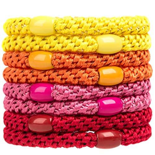 J.CARP 8 unidades mixed color Hair Ties for Women Girls, Elastics Hair Bands Ponytail Holders, No Damage No Crease Hair Elastics, Perfect for Girls and Women with Thick or Curly Hair, Style 2