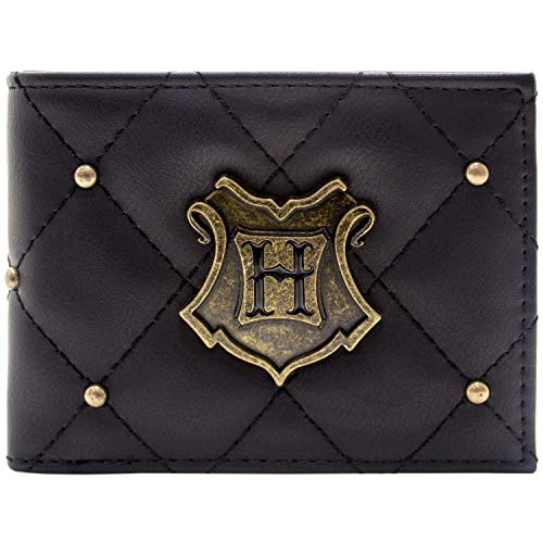 Cartera de Harry Potter Bronce Hogwarts Colegio Distintivo Tachonado Negro
