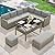 YITAHOME 6-Piece Patio Furniture Set, All-Weather Wicker Outdoor Sectional Sofa with Lift-Top Table & Ottoman, Patio Conversation Set for Deck, Backyard, Porch - Gray Gradient