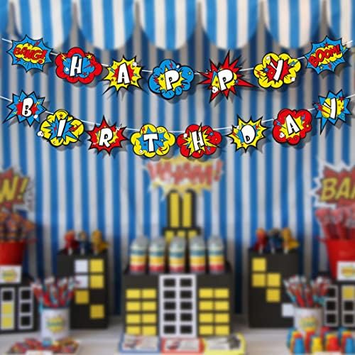 Superhero Party Favors Happy Birthday Banner Super Hero Decorations Comic Book Party Supplies Kids Birthday Party Decor