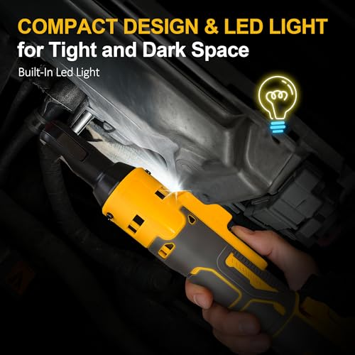 Cordless Ratchet Wrench for Dewalt 20V Battery, 3/8\" Electric Ratchet Set 45 Ft-lbs (60 N.m), Variable Speed control, 580RPM Power, 8 Sockets (9/10/11/12/13/14/15/17mm) - No Battery