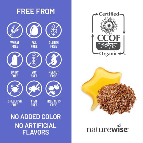 Image of NatureWise Flaxseed Oil 1200 mg, Fish Free Omega 3 6 9 with 720mg ALA - CCOF Certified Organic Flaxseed Oil - Plant Based Omega - Cold Pressed, Non-GMO - 30 Softgels[1-Month Supply]