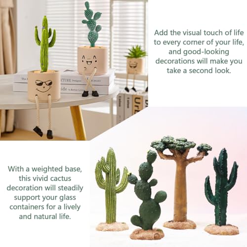 Image of 2Pcs Reptile Cactus Plants Terrarium Decoration Faux Reptile Terrarium Cactus Plant Landscape Decoration for Turtle Lizard