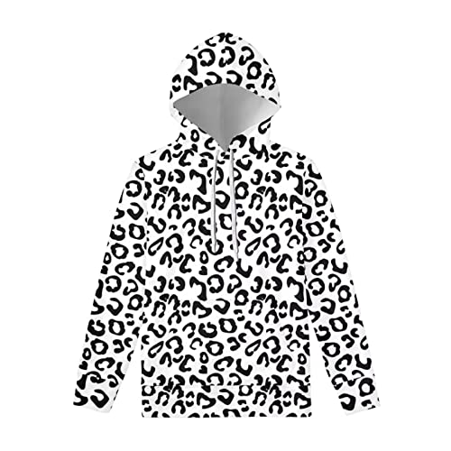 Sweat à capuche homme léopard blanc coupe ample confort absolu 3XL