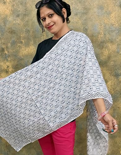 Rastogi Handicrafts Scarfs For Women 100% Pure Cotton Design Hand Block Printed Mini Scarf/Stoll/Stole For Girls 70x20 Inch4