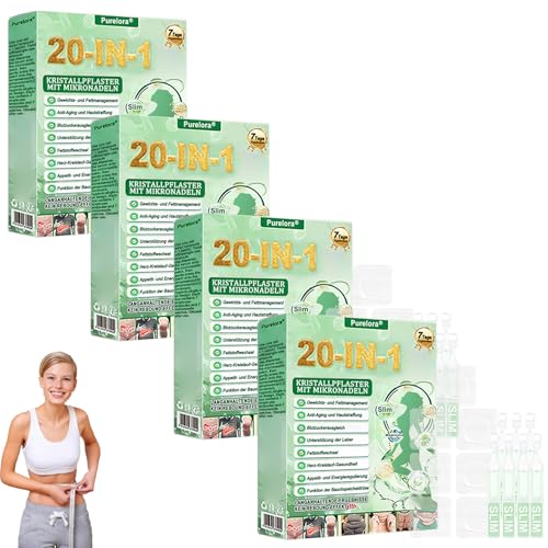 Purelora Crystal Microneedle Nano System, Mit Aktivierung 20-in-1 Slim Healthy Patch Lösung, Natural Nano Microwave, Long Lasting Nano Microwave, for Men and Women (4 Sets)