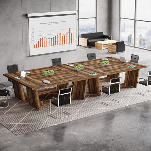 Tribesigns 14-16 People Conference Table, 12 FT Large Rectangular Meeting