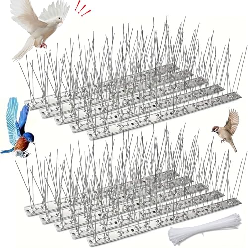 Bird Spikes 3.3 M Pigeon Spikes With Stainless Steel Base Deterrent For Roofs Windows Aand Fence Tops Effective Pigeons Crows Cat Birds 10 Pack Unassembled