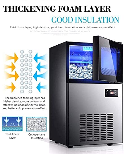 ywewsq Ice Maker Machine Arbeitsplatte, kommerzieller Eiswürfelbereiter, Macht 77 Pfund EIS in 24 Stunden, Eiswürfel… – Bild 7