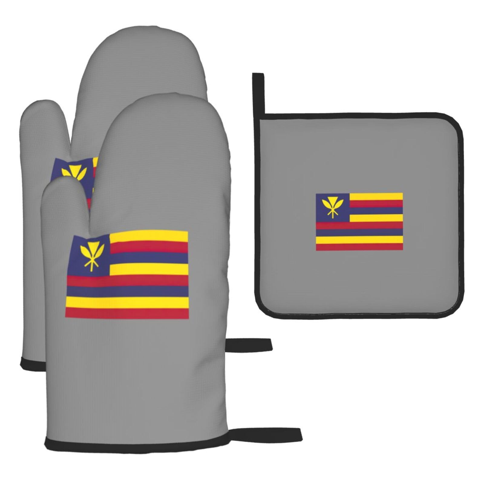 Flag Of The Kingdom Of Hawaii Print Oven Mitts Kitchen Gloves Set Everyday Baking Grilling Microwaving Cooking Gift