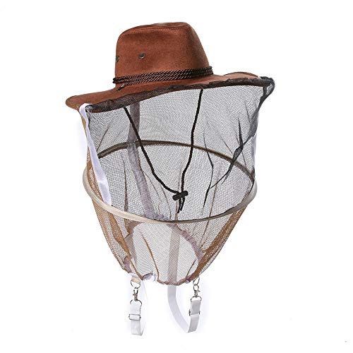 LQKYWNA Professional Beekeeping Hat, Cowboy Hat with Veils Net Face Neck Wrap Protector