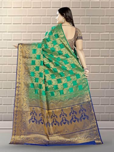Image of Women's Banarasi Silk With Jacquard Print Saree With Blouse