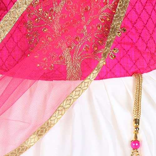 Image of Wish Karo Girls' Ethnic Lehenga Choli Dress with Dupatta - Pink & Green Traditional