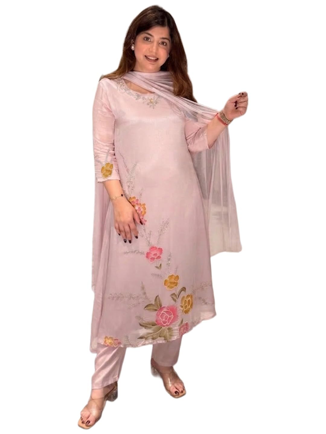 Kurta Sets for Women Viscose Blend Printed | Kurta Pant Dupatta Set | Straight Kurti Set for Women | Round Neck 3/4 Sleeve Ethnic Suit | Designer Indian Kurti Outfit with Pants-image-33