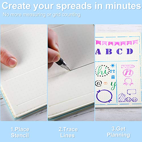 Image of 20 Pieces Journal Stencil Set A5 Plastic Planner Ultimate Productivity Stencils Scrapbook DIY Drawing Template Speedy Spread Journal Stencils for Notebook Schedule Diary Calendars Habit Record