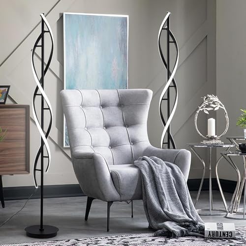 Image of Modern Spiral LED Floor Lamp for Living Room, Contemporary Twisted Standing Lamp with Dimmable Warm White Light, Minimalist Black Corner Light for Bedroom, Office & Home Decor (Halora)