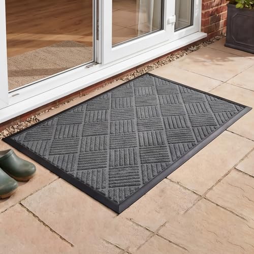 Cutefat Felpudo Gris para Interior de Fibra de Polipropileno Resistente – Antideslizante, Absorbente, con Respaldo de Goma TPR, Lavable a Máquina, Ideal para Mascotas, 43x75 cm