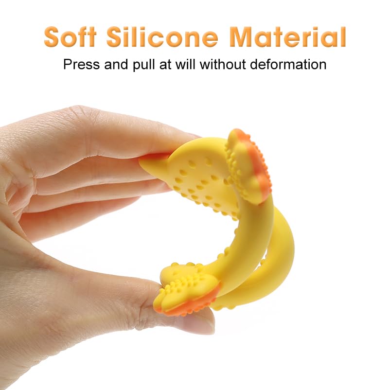 Baby Teether with Easy-Hold Handle, Silicone, BPA-Free, Soothe Sore Gums, Textured for Sensory Development, Teethable Surfaces - Baby Teething Toy for 3 Months & Up (Carrot and Chicken)