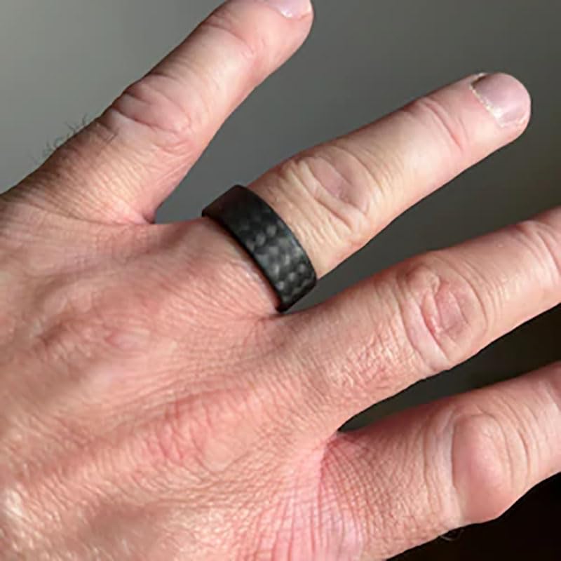 Full Carbon Fiber Twill Matte Ring for Men and Women, Handmade Ring Band, Black Band, Durable, Scratch Resistant, Waterproof, Sizes 4-16, Custom Band Widths2