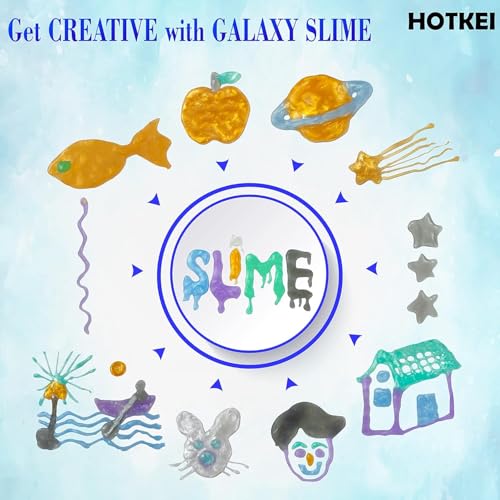 Image of HOTKEI (200 gm) Blue Galaxy Slime for Kids DIY Fruit Scented Metallic Magic Toy Slimy Slime Gel Jelly Putty Art Toys Birthday Gift Box for Boys Girls 3 to 10 Years