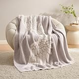 Snuggle Sac Grey Throw Blanket Angel Wing Pattern for Kids, Super Soft Cozy Lightweight Blankets, Adorable Gift for Baby Toddler Child, Angel Grey, 40x50 inches