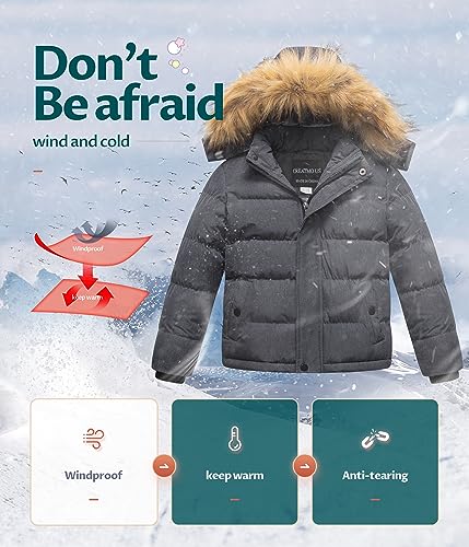 Image of CREATMO US Boy's Water Resistant Winter Coats Warm Fleece Lined Outwear Windbreaker Ski Jacket