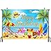 YooQoo 71x47 inch Summer Themed Happy Birthday Photography Backdrops Tropical Themed Birthday Party Decoration Supplies 180x120 cm Colorful Summer Beach Themed Happy Birthday Party Backgrounds Banner