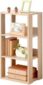 Iris Ohyama OWR-400 Living Storage Rack, Display Shelf, Bookcase, Shoe Box, Geta Box, Wooden, 4 Tiers, W x D x H 15.7 x 11.5 x 34.6 in. 40 x 29.2 x 87.9 cm, Natural