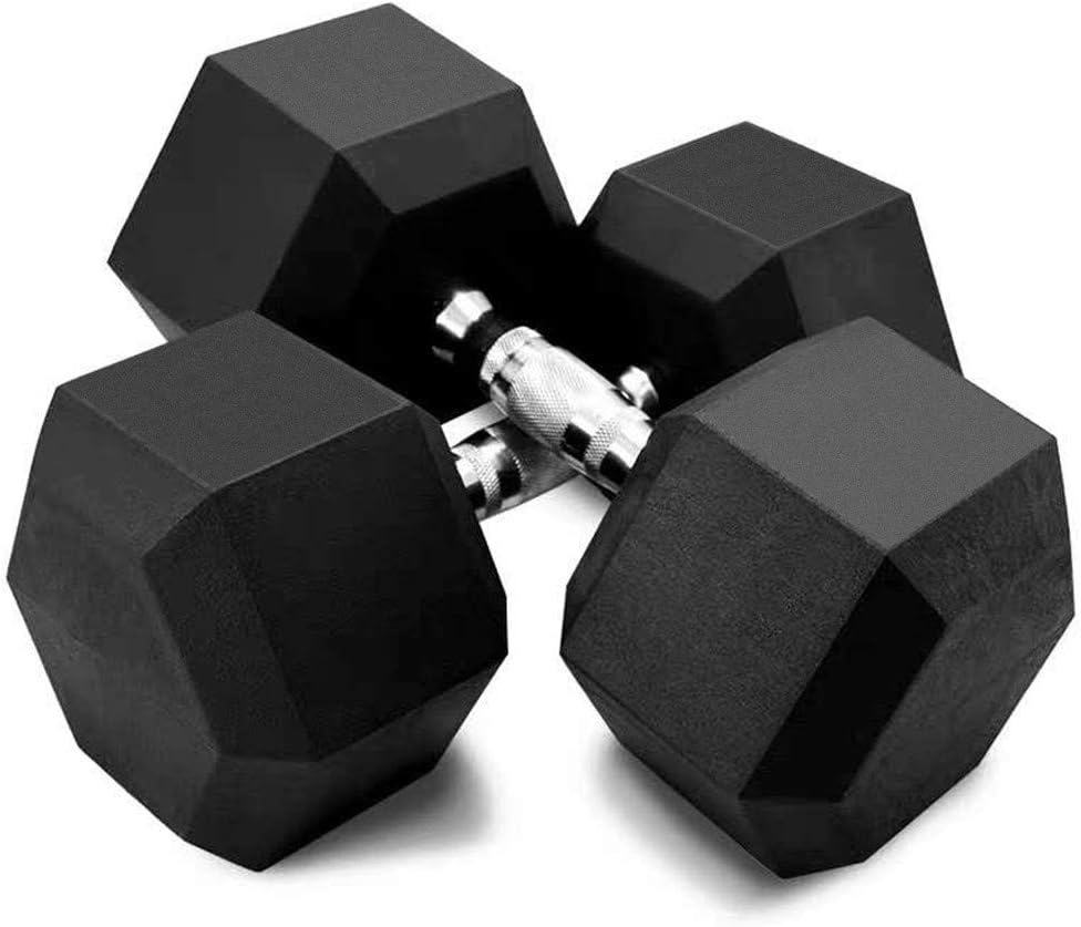 Cool1980s Rubber Dumbbell in Pair - with Metal Handles Pair of 1 Heavy Dumbbell,5lbs, 10lbs, 20lbs, 30lbs, 50lbs - Dumbbell Barbell Weights Set (50lbs)