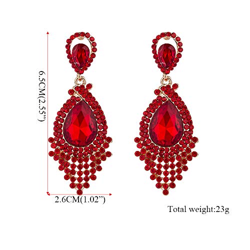 Long Full Red Rhinestone Crystal Dangle Chandelier Drop Earrings Fashion Jewelry (Style04) - Image 4