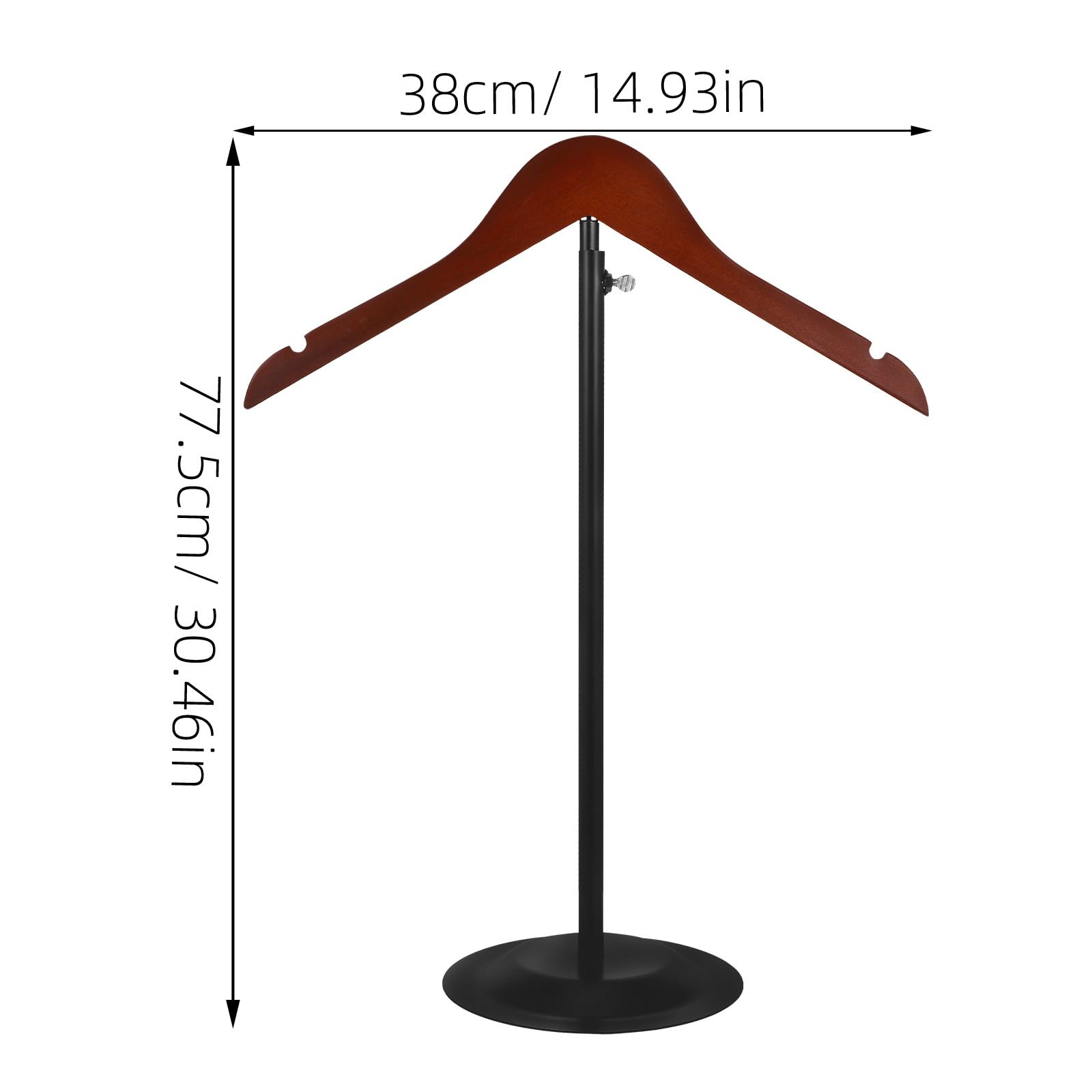 Yardwe Présentoir à Vêtements Réglable en Hauteur pour Tops et Vestes avec Base Noire Stable en Bois et Fer, pour Boutiques de Vêtements et Expositions