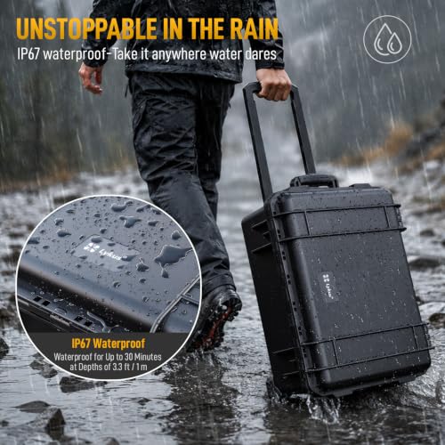 Image of Lykus HC-4920 Hard Case with Wheels and Foam, Inner Size 18.5*13.78*7.28in | IP67 Waterproof, Pluckable Foam, Suitable for Cameras, Lenses, Electronic Equipment and More