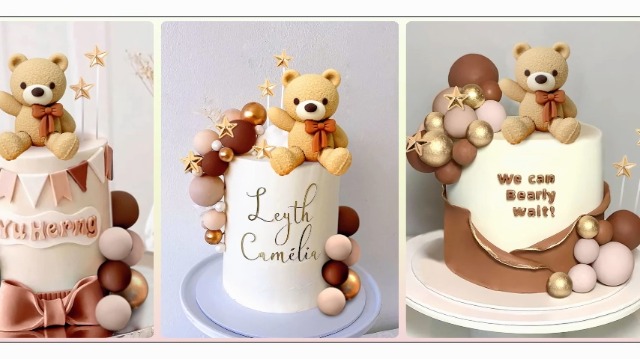 Set Decorazione Torta Orso Marrone Boho – Topper Orsetto Con Palline Beige E Marroni Per Compleanno E Baby Shower - 3