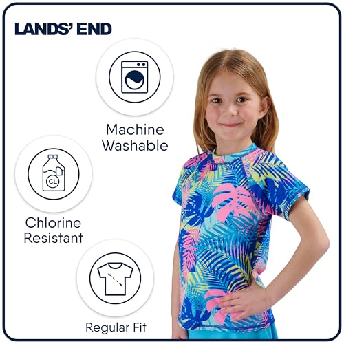 Image of Lands' End Girls' Swim UPF 50+ Short Sleeve Sun Tee Rash Guard Shirt