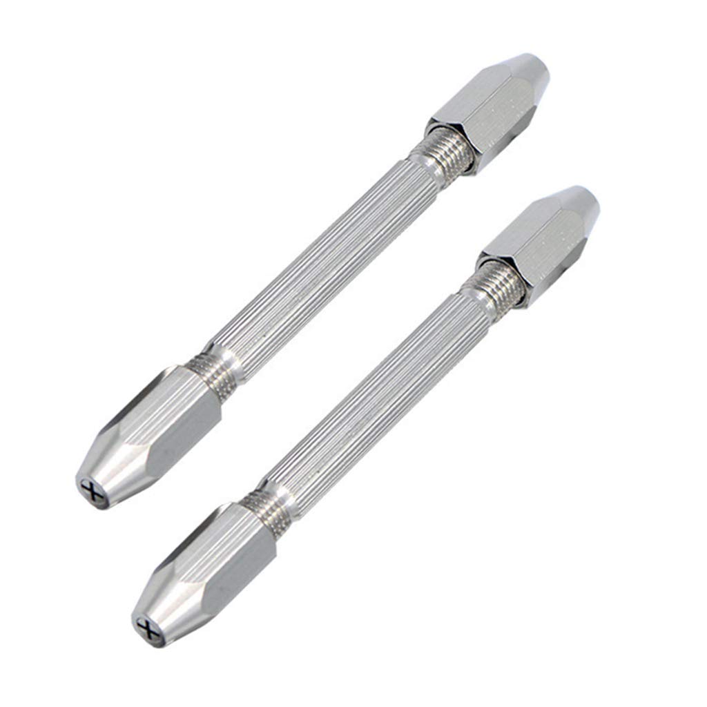 JAGTRADE Precision Double Ended Pin Vise Model Hand Drill Set Quality Metal Made for PCB Handicraft Jewelry Watch Making Drill, 10.3cm, Silver