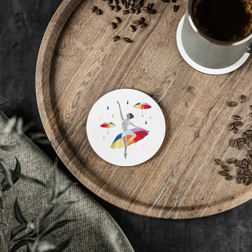 Sous-verre ronds en céramique cadeau art collage 6pcs