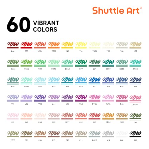 Image of Shuttle Art Automatic Ink Control Acrylic Paint Markers, 60 Colors Brush Tip Acrylic Paint Pens for Rock, Ceramic, Wood, Canvas, Glass, Stone, Fabric, Card Making, DIY Football Crafts, FlipFunAlong