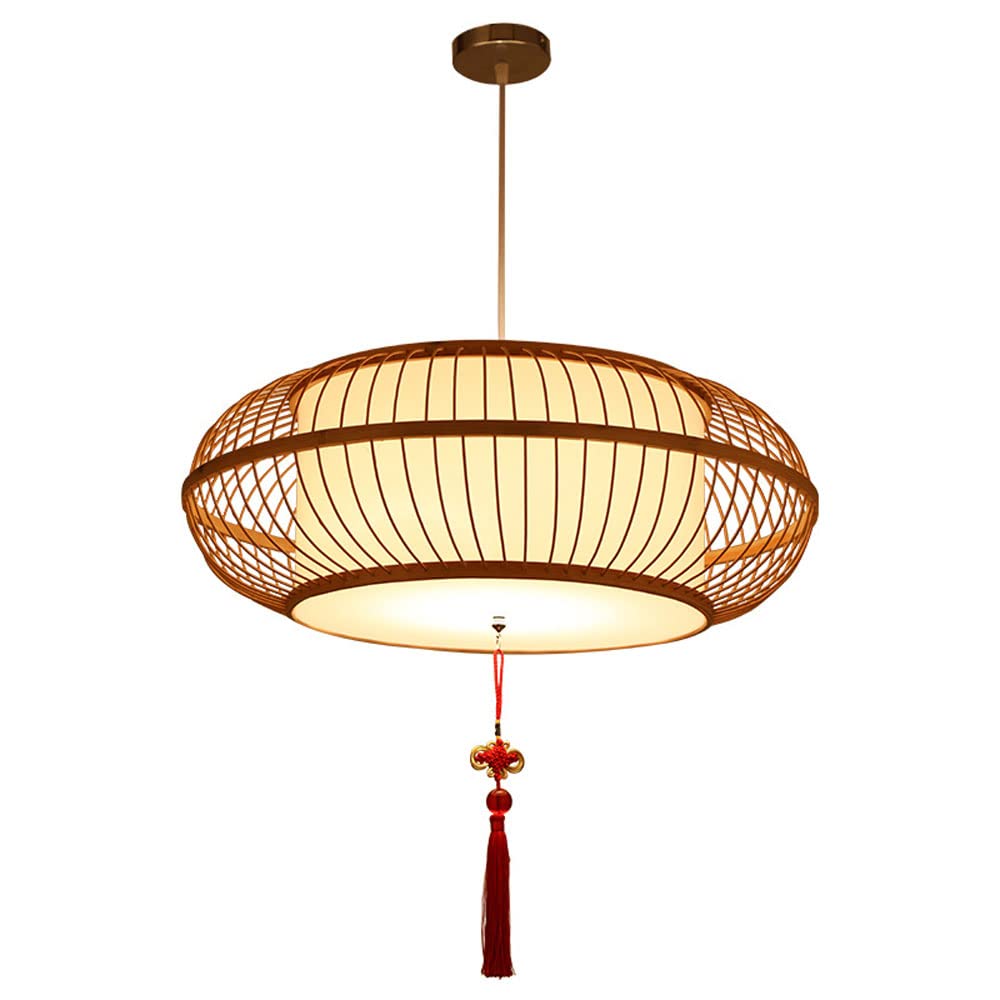 LYMSXAZOU Ceiling Chandelier Lamp, Southeast Asian Style Lantern V-intage Bamboo Woven Light Pendant Lamp Shade Lighting Weave Wicker Hanging Decorations RusticJapanese Creative Cafe Res