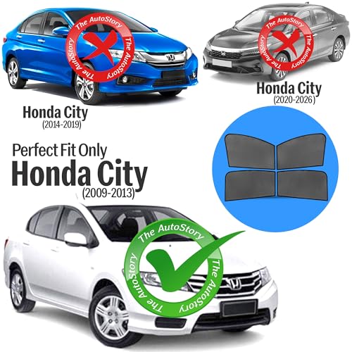 Image of AutoStory Custom Fit Non-Magnetic Cotton Mesh Car Sunshade for Honda City 2009-2013 | UV & Heat Protection Car Window Curtains | Privacy Car Sun Shade | Breathable Vehicle Specific Side Window Shades
